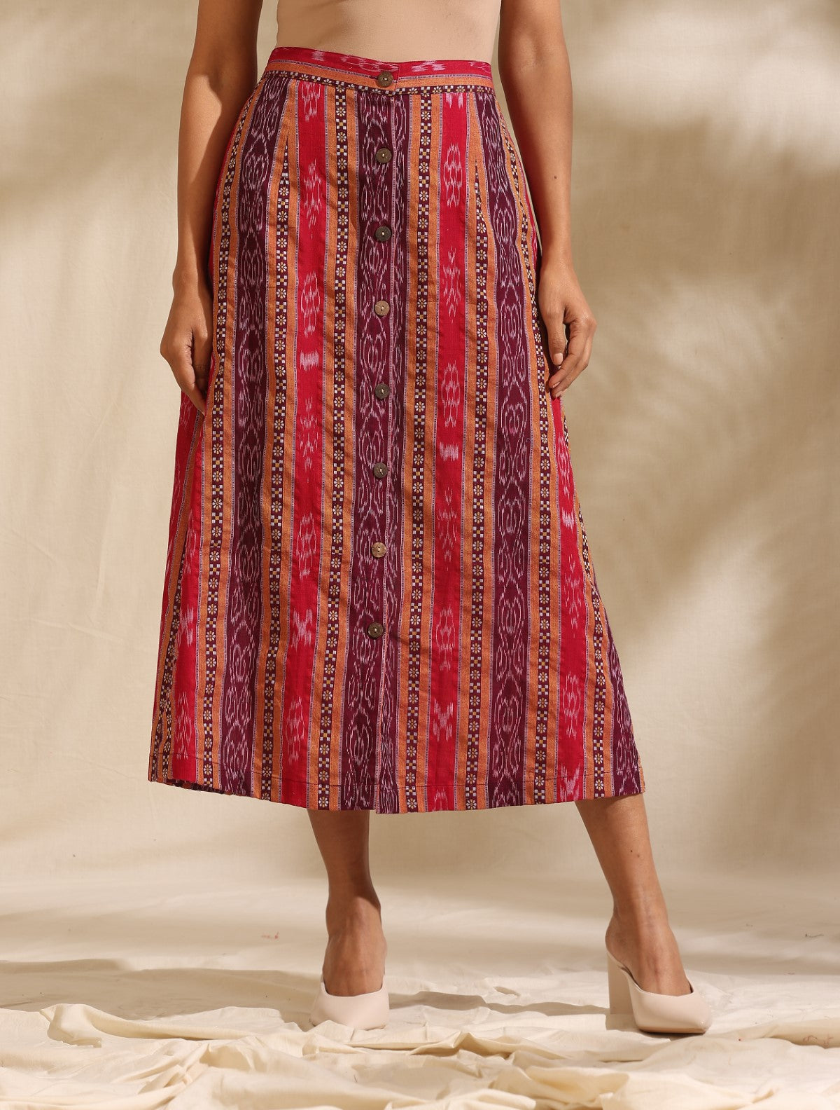 Aparna- Multicolor ikat top and skirt set- 2 pc set