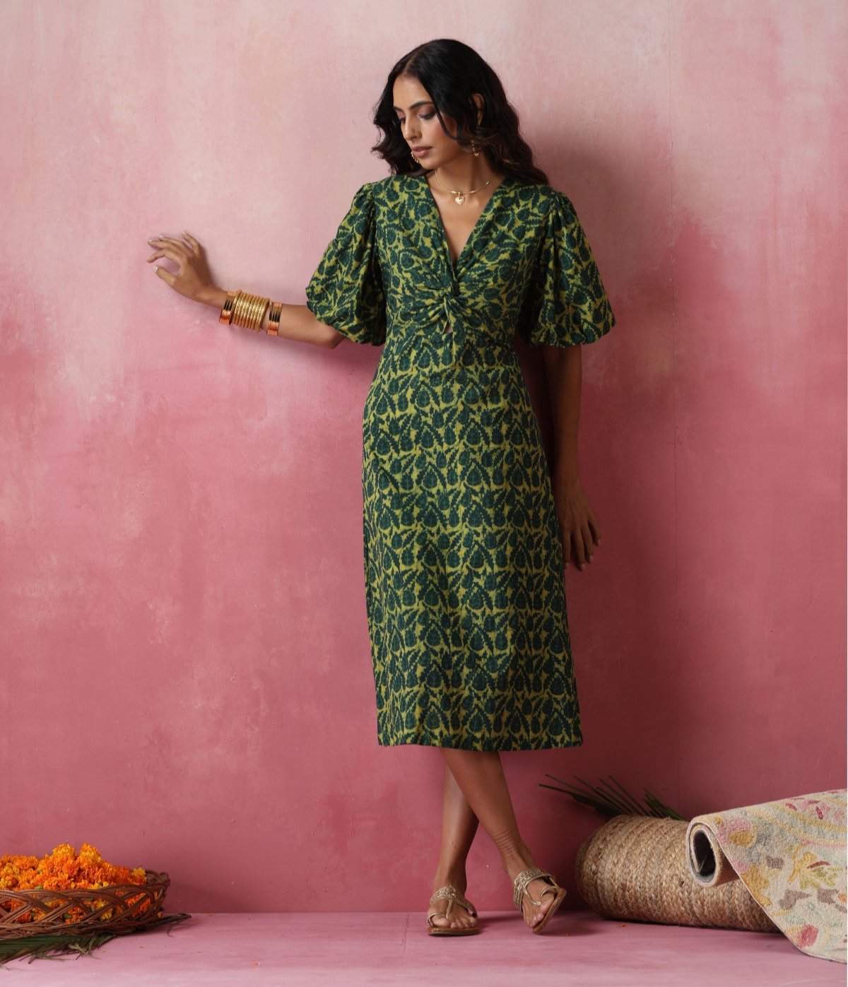 Deodar - Flowy dress with dramatic sleeves