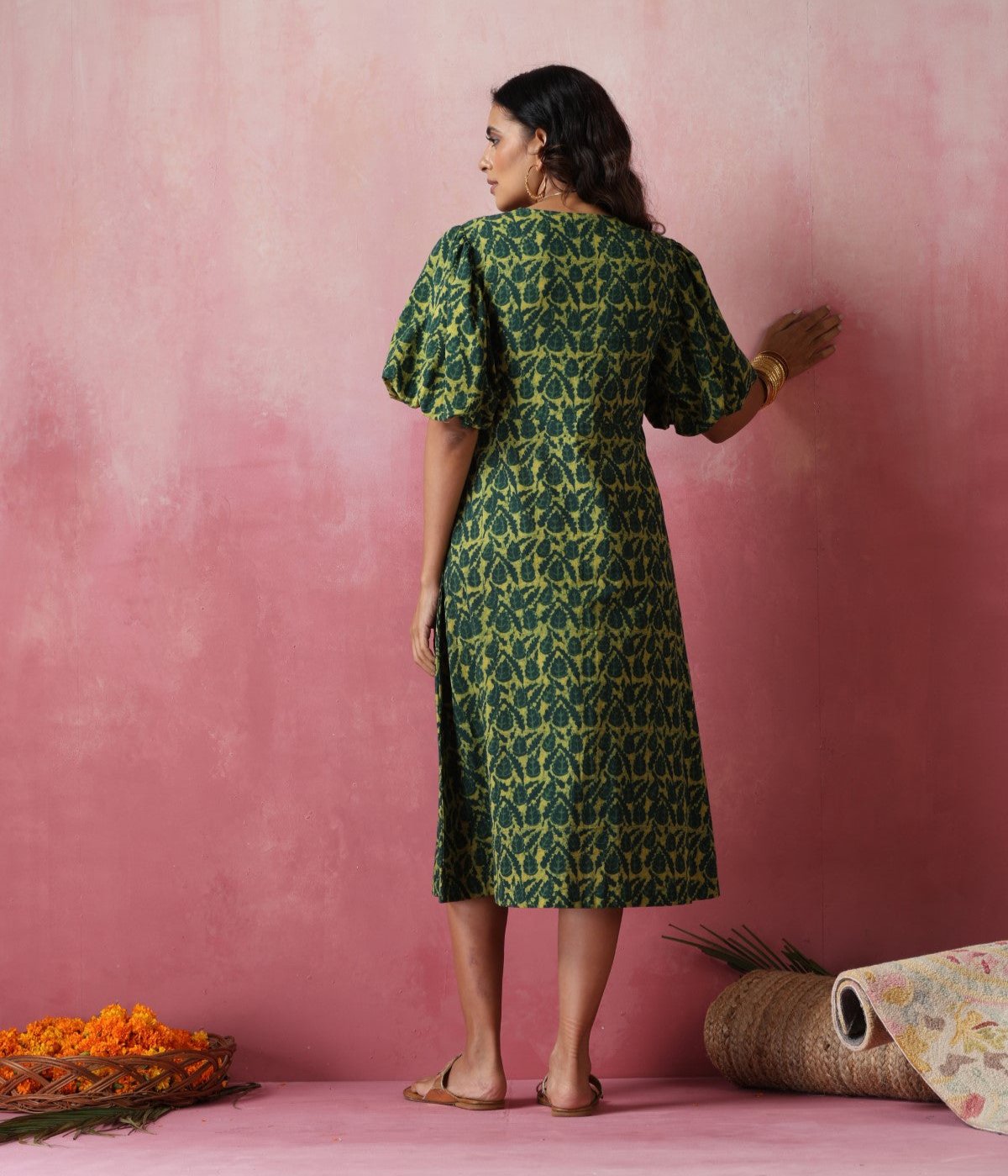 Deodar - Flowy dress with dramatic sleeves