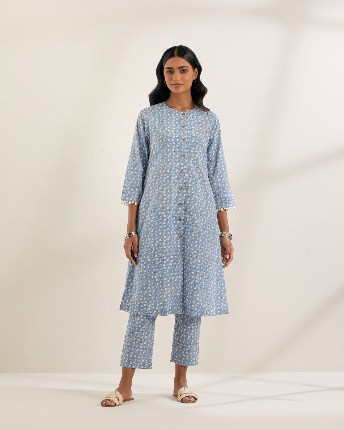 Blue booti kurta coord set