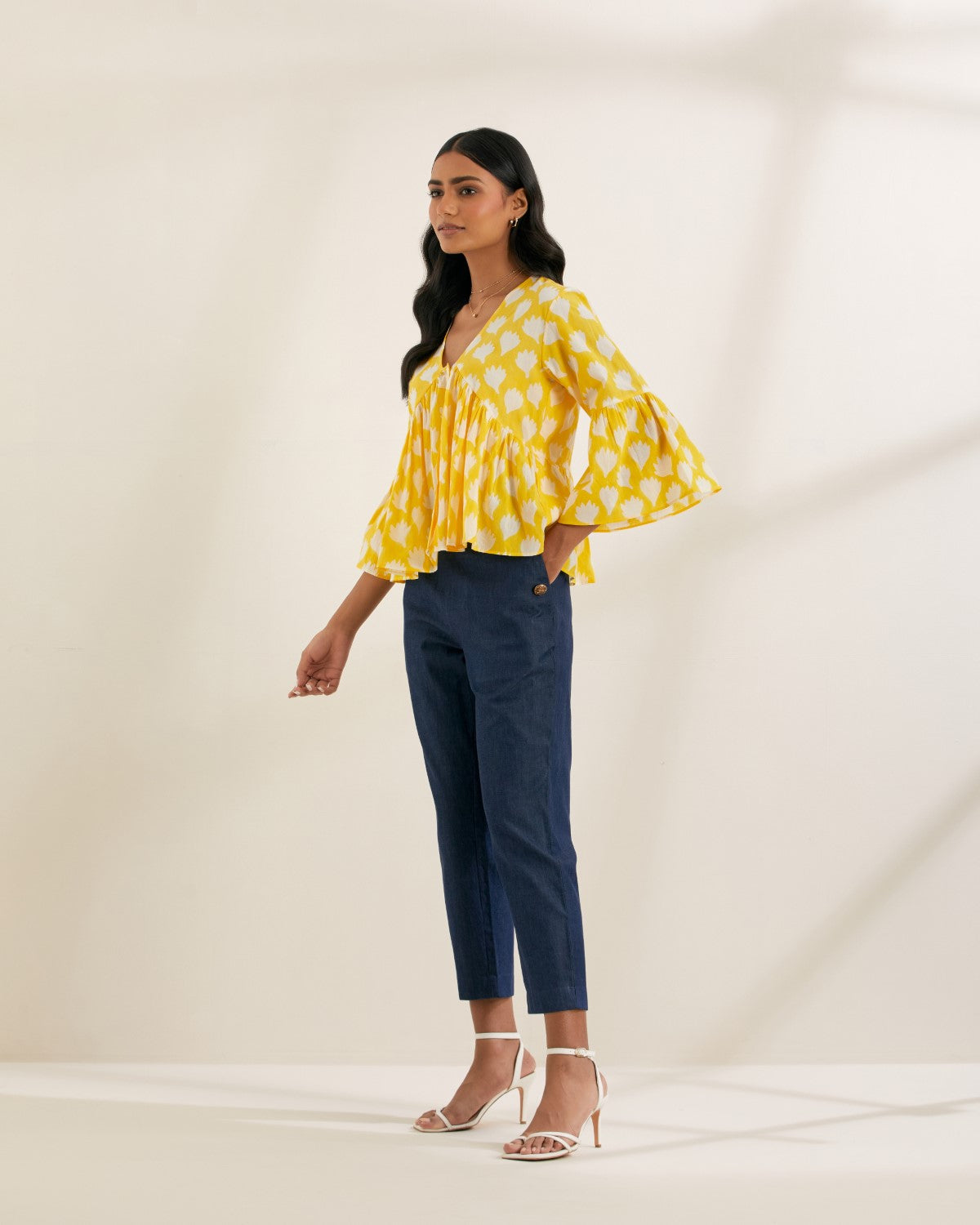 Sunshine- Yellow top with gathered bodice