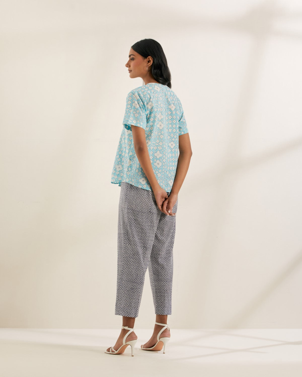 Blue baubles- Side ruffle top
