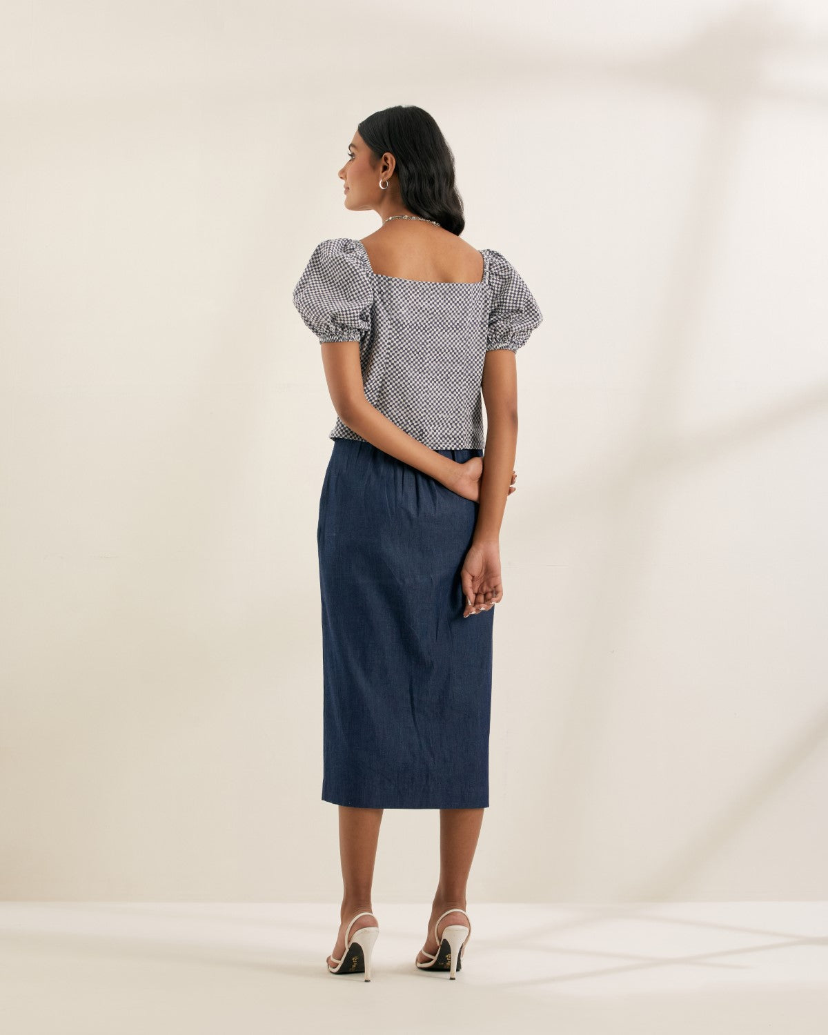 Dark Denim skirt with hand stitches