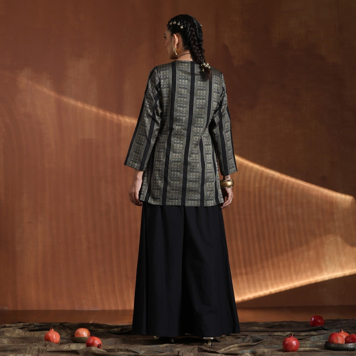 Majesty- Black short kurta with sharara