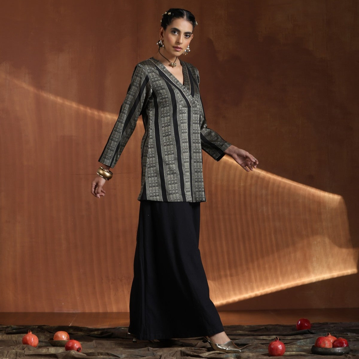 Majesty- Black short kurta with sharara
