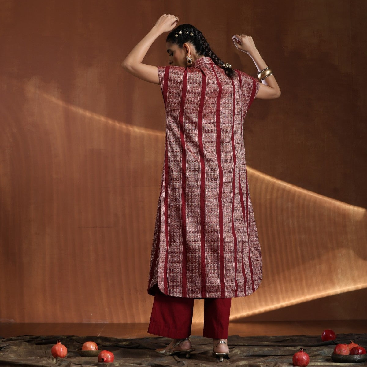 Devi- Maroon oversized tunic with pants
