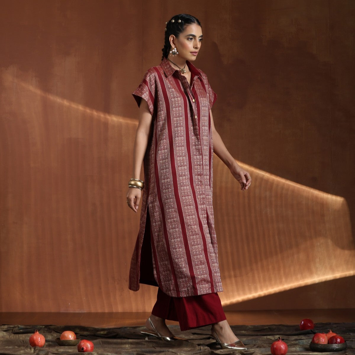 Devi- Maroon oversized tunic with pants
