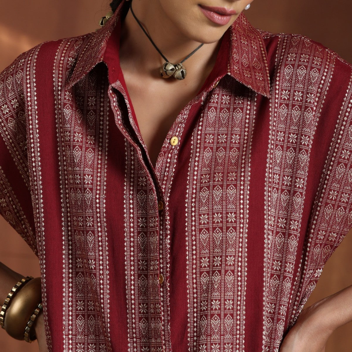 Devi- Maroon oversized tunic with pants