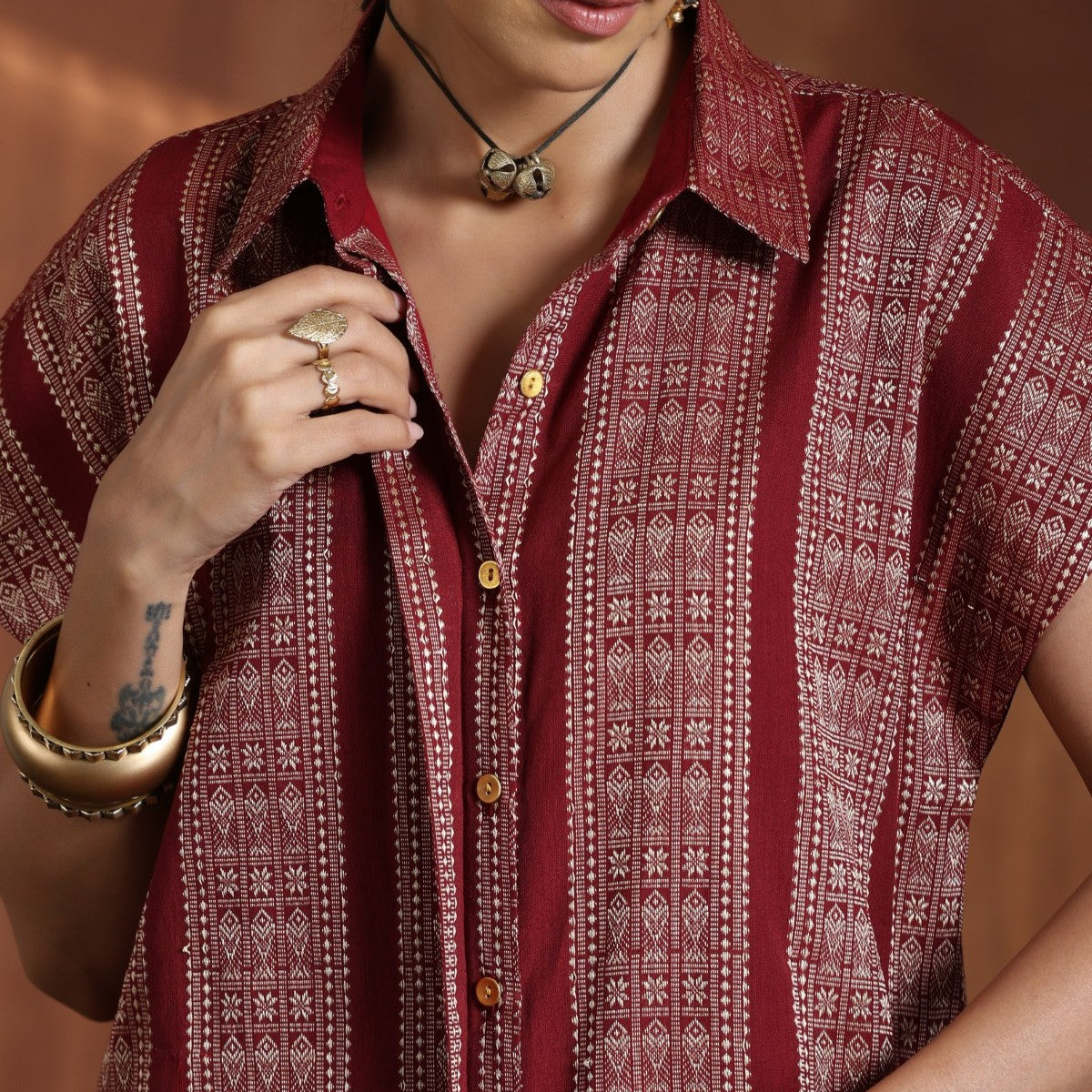 Devi- Maroon oversized tunic with pants