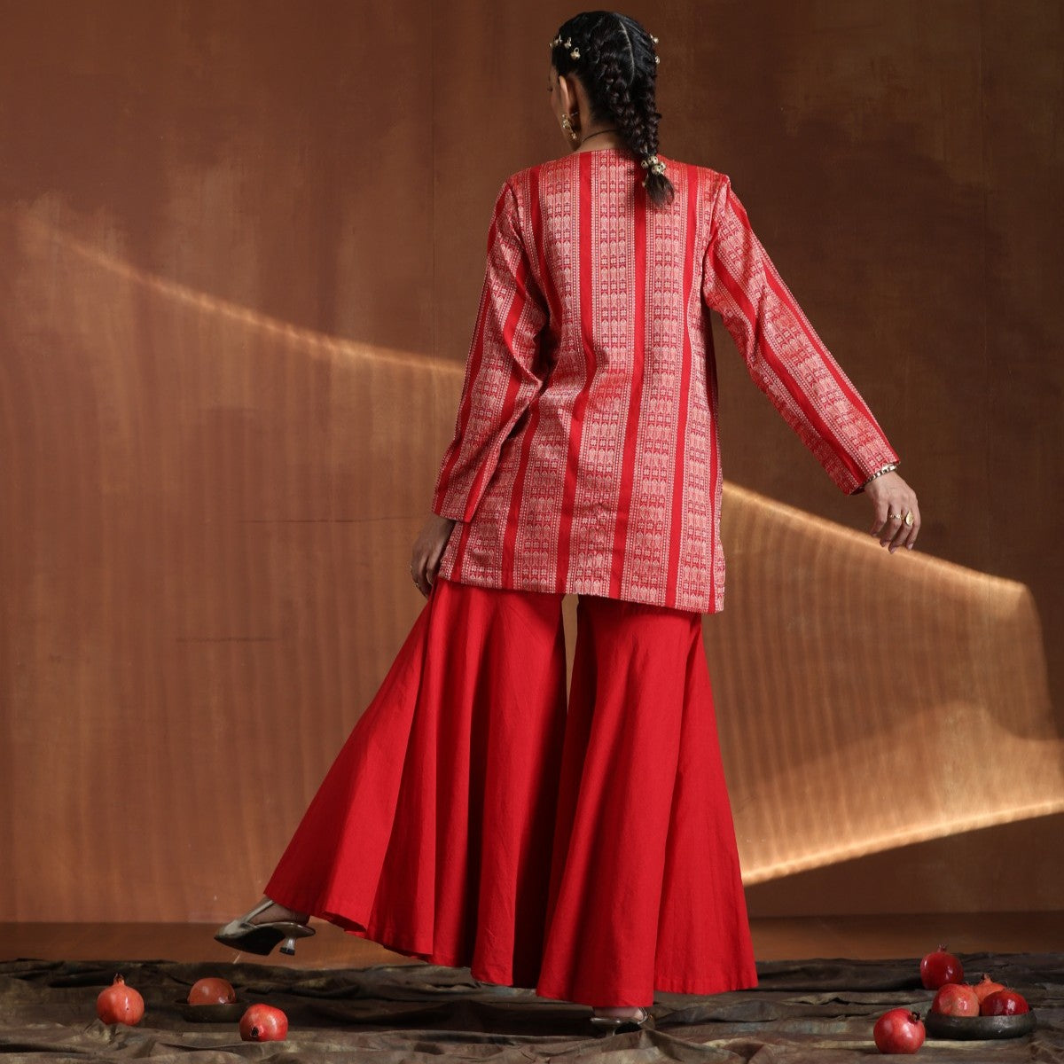Mallika- Red short kurta with sharara