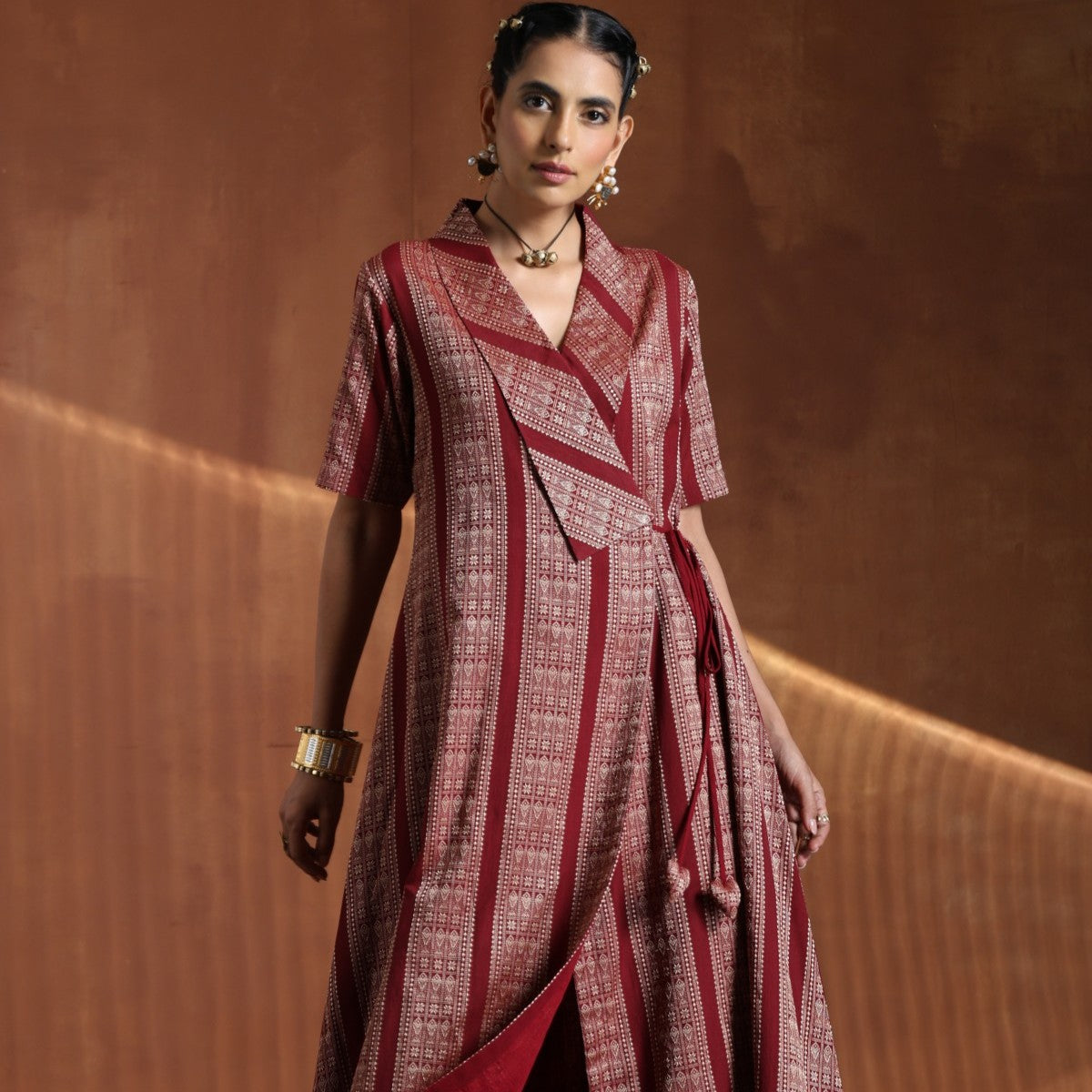 The Highness- Maroon angrakha dress