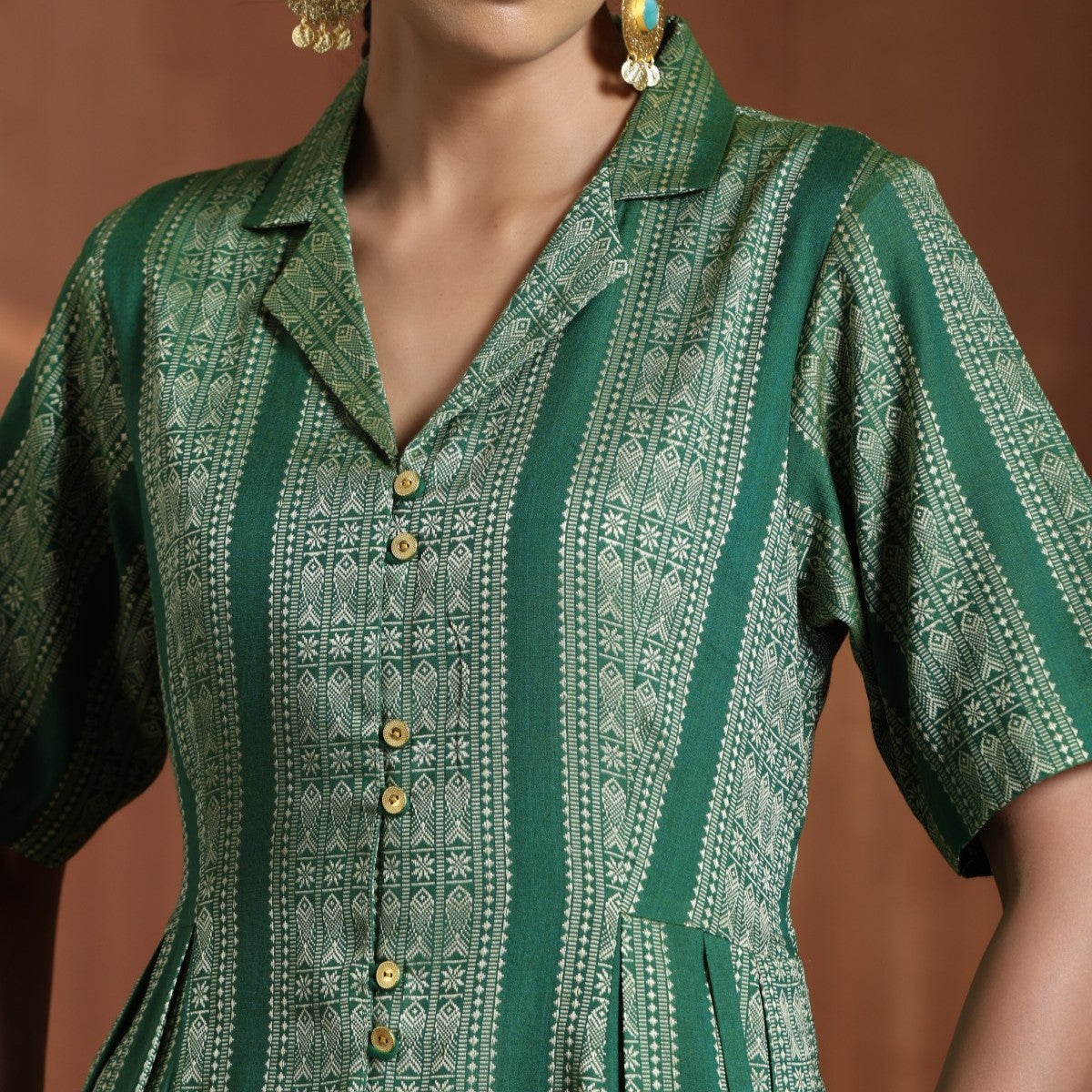 Regina- Green A line pleated dress