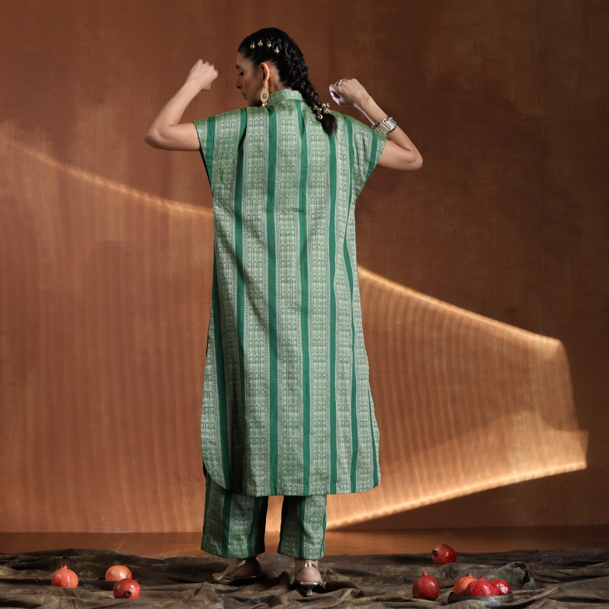 Empress- Green gold oversized tunic with matching pants