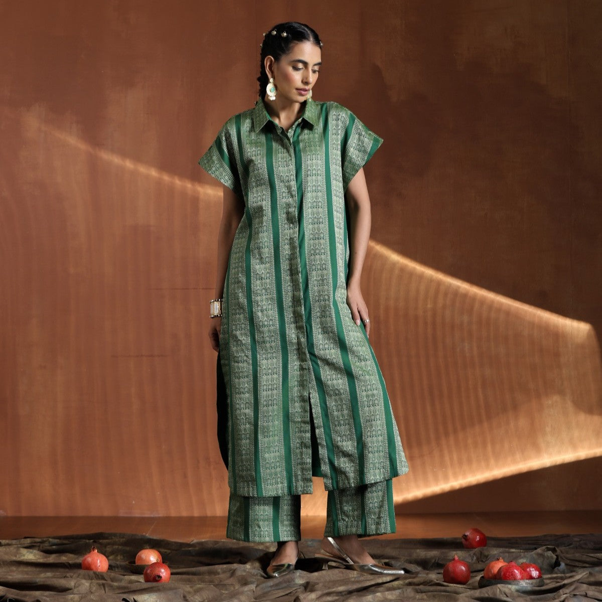 Empress- Green gold oversized tunic with matching pants