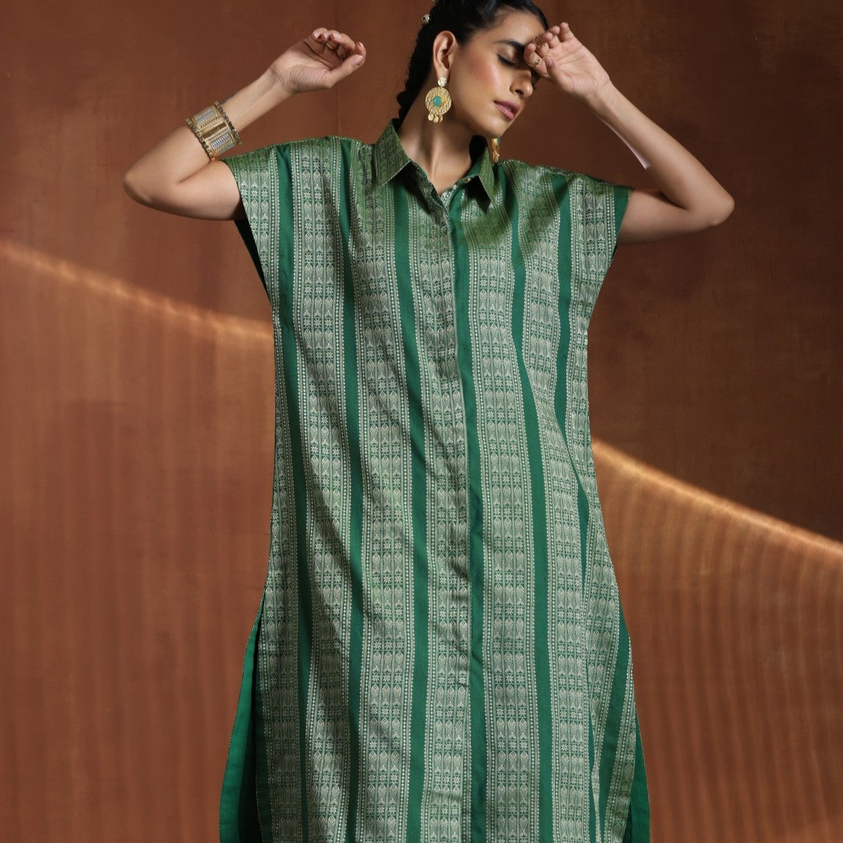 Empress- Green gold oversized tunic with matching pants