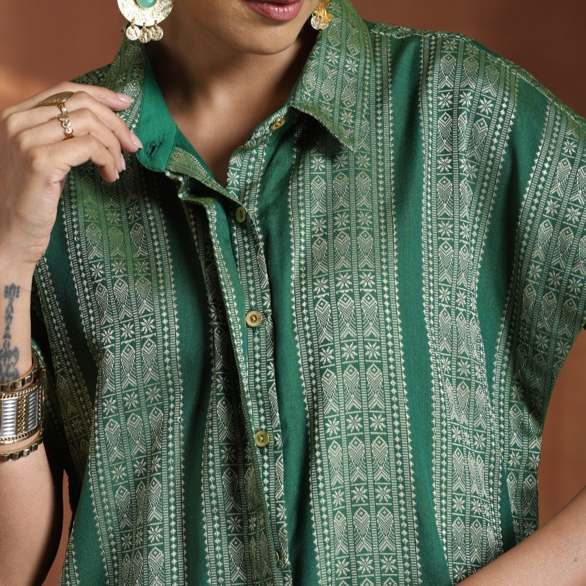 Empress- Green gold oversized tunic with matching pants