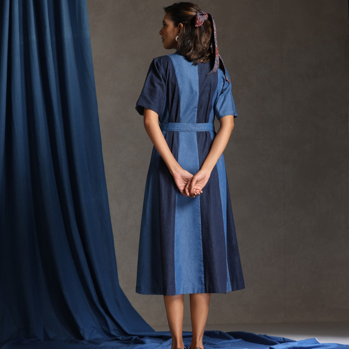Wander- Denim patchwork dress