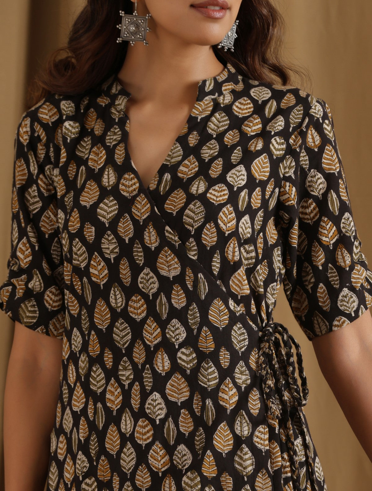Patjhad- Leaf print wrap dress