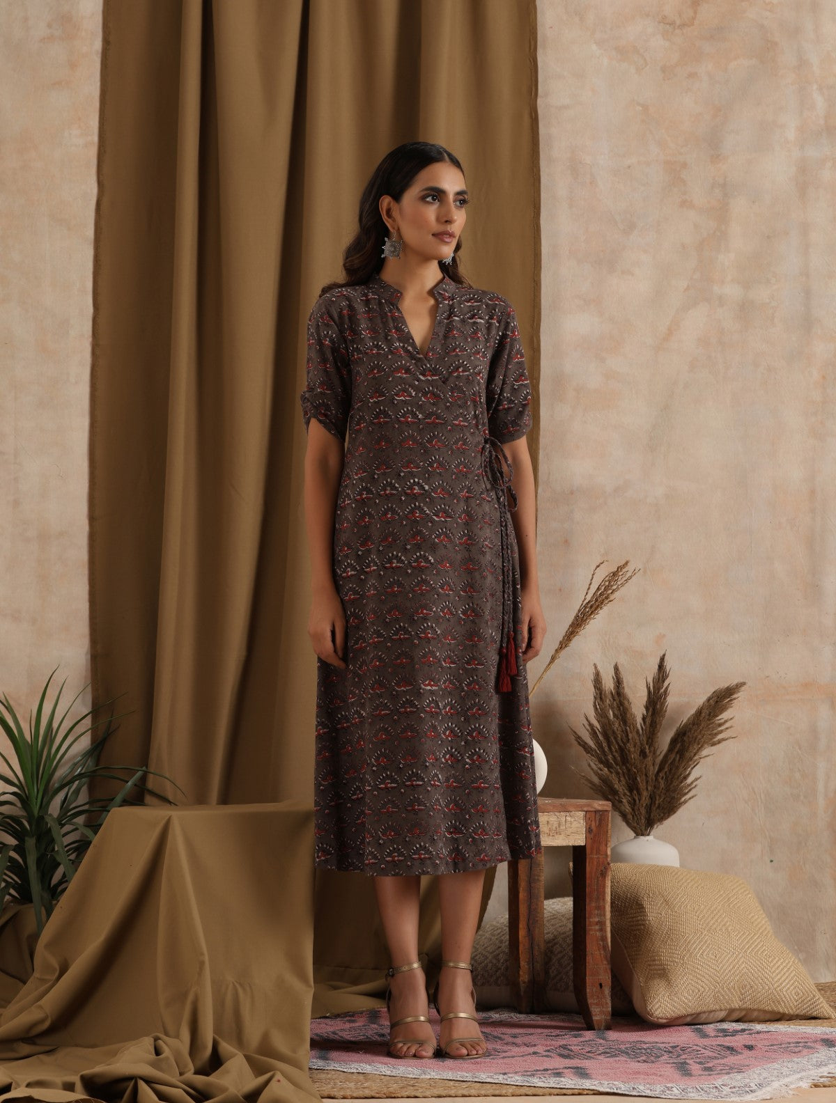 Panchi- Grey wrap dress