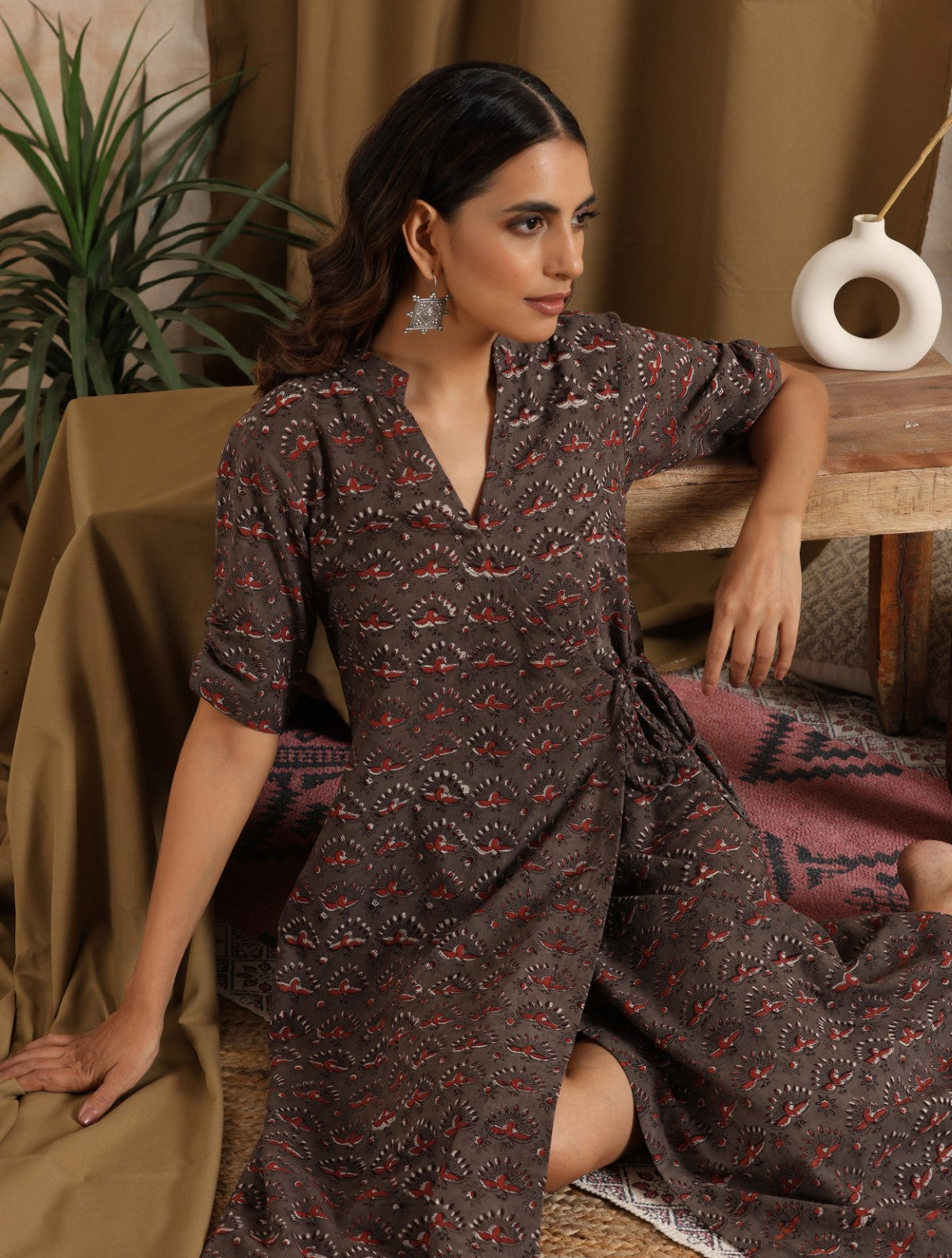 Panchi- Grey wrap dress