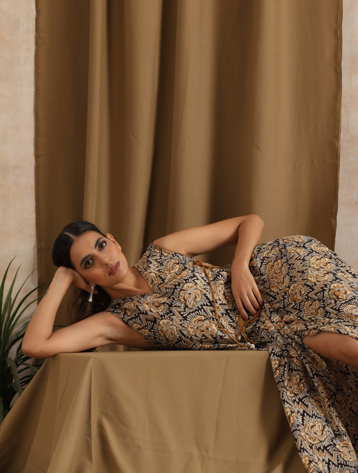 Manjari- Black mustard wrap kalidar dress