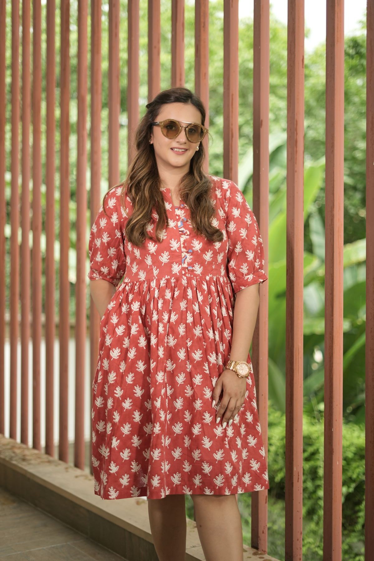 BERRY- Short fit and flare dress