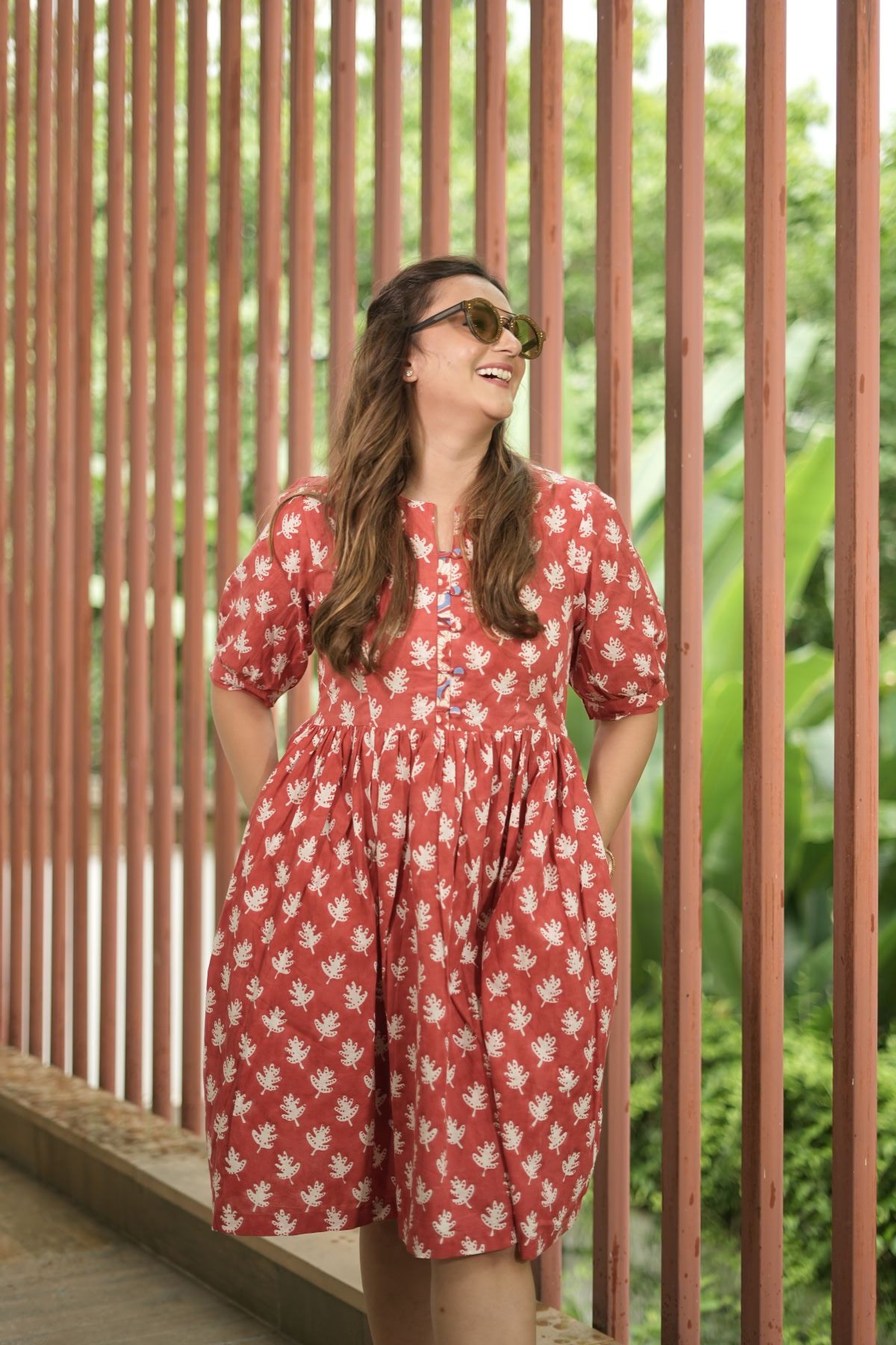 BERRY- Short fit and flare dress