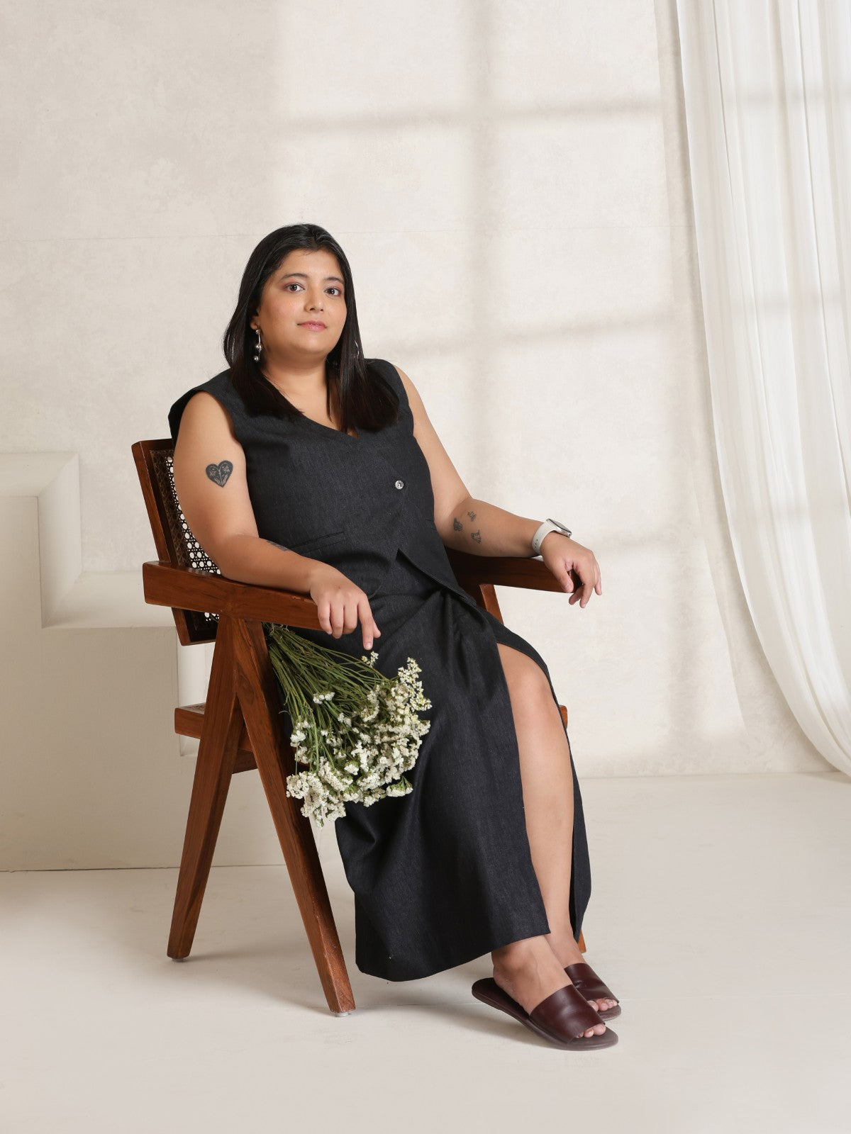 Edge- Charcoal denim skirt set