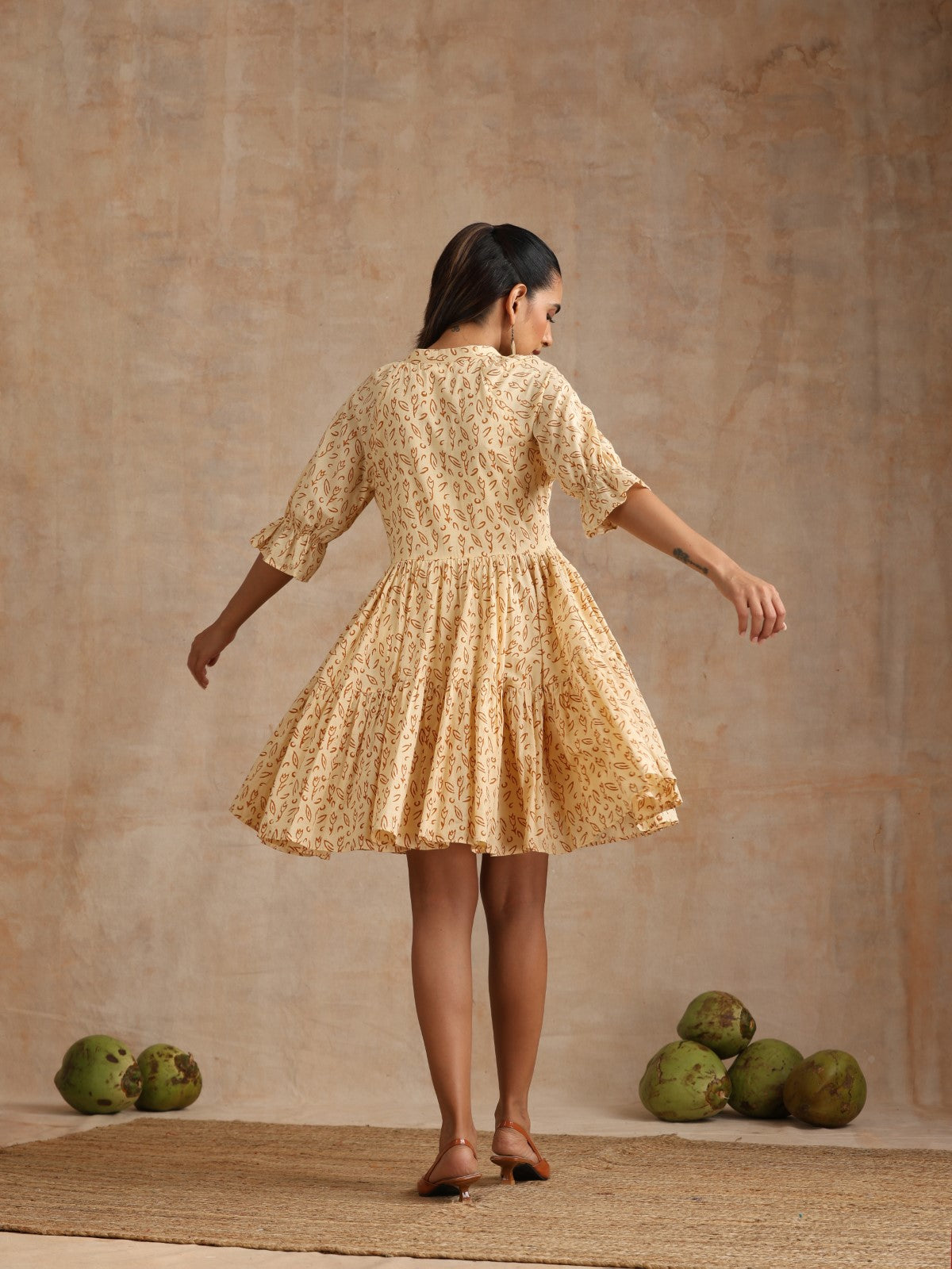 Caramel flirty flare short dress