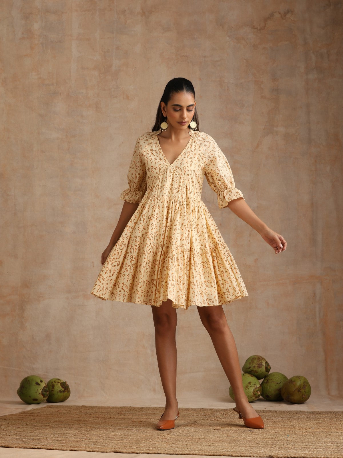 Caramel flirty flare short dress