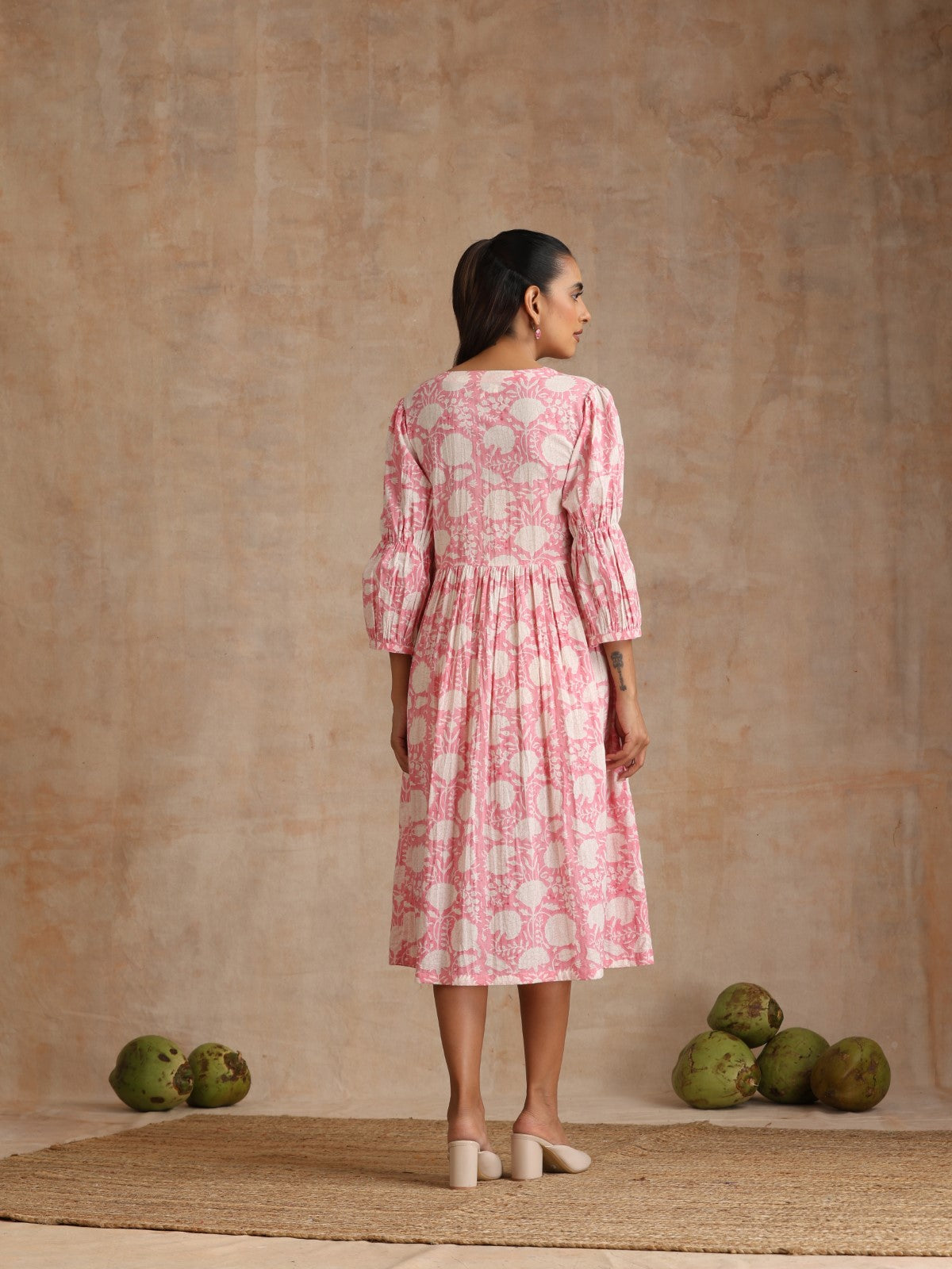 Flamingo floral deep neck dress