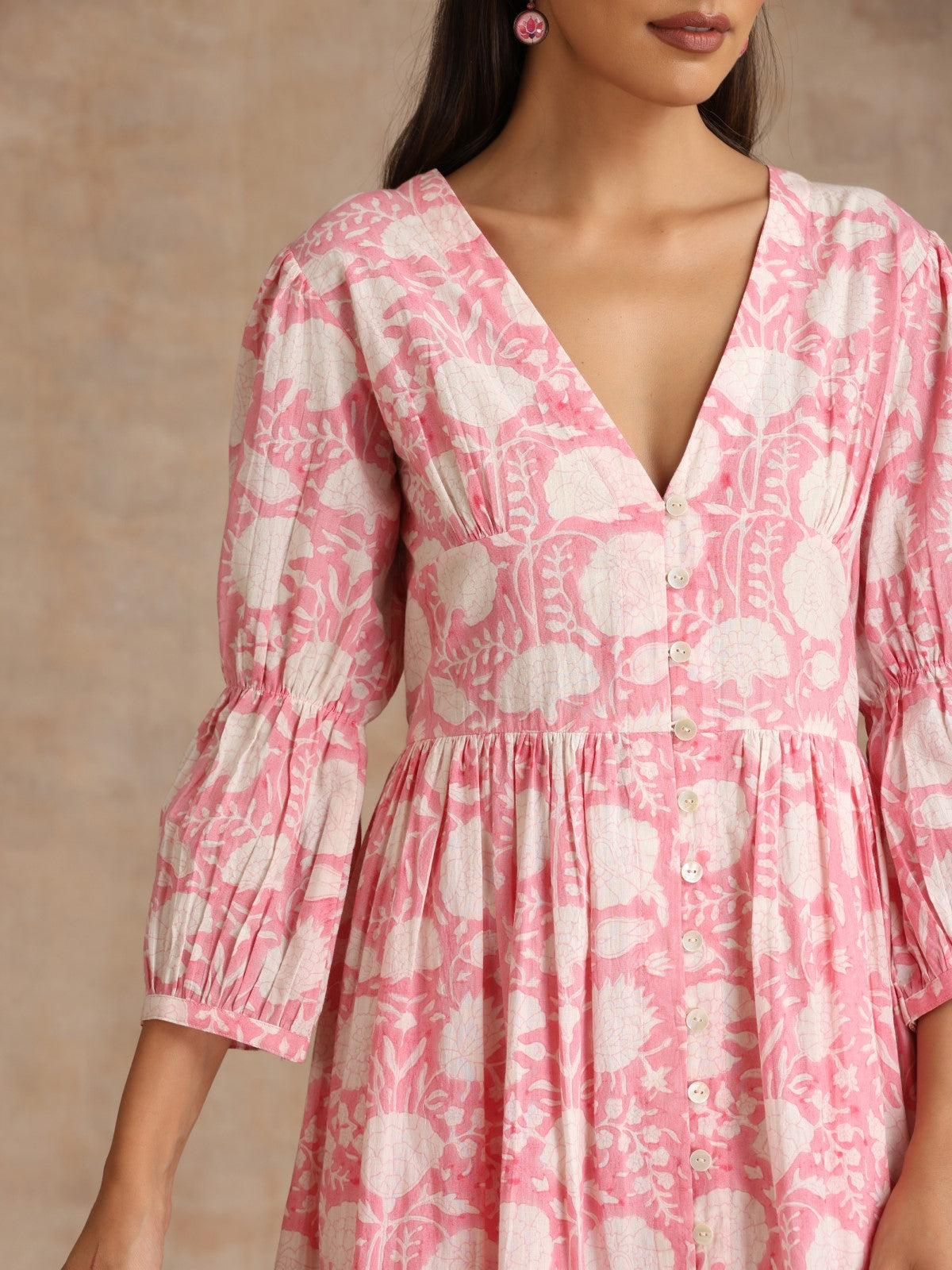 Flamingo floral deep neck dress