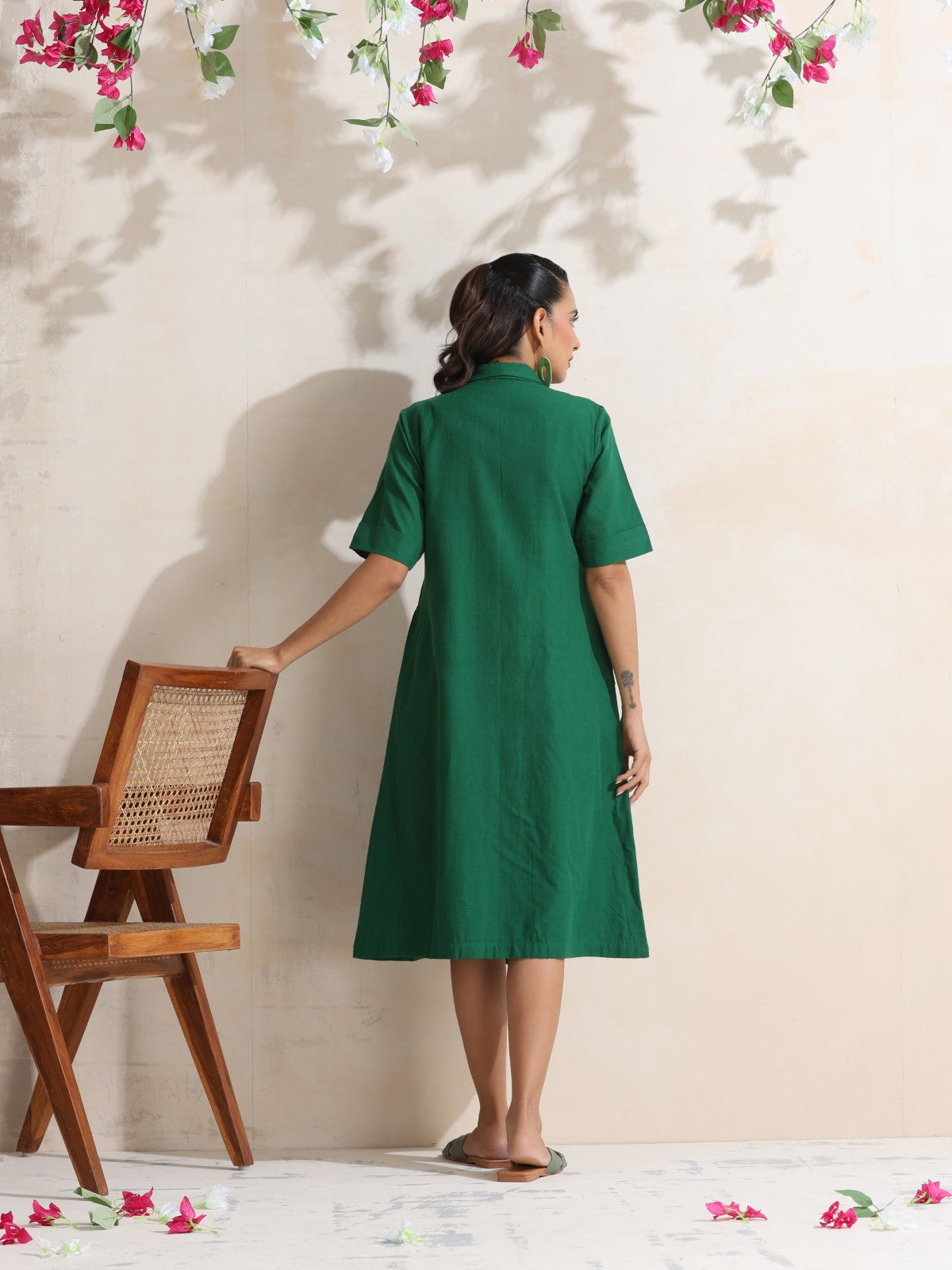 Elda - Chic dress with ladybug embroidery