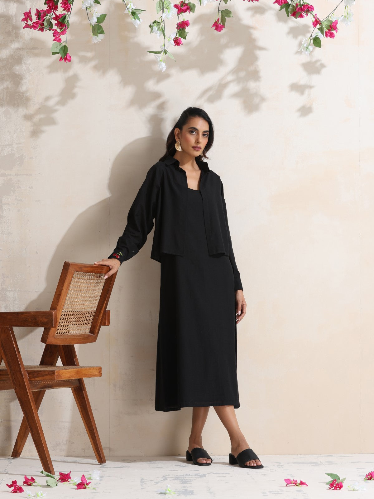 black slip dress cotton Orientique Reversible Cotton Slip - Black