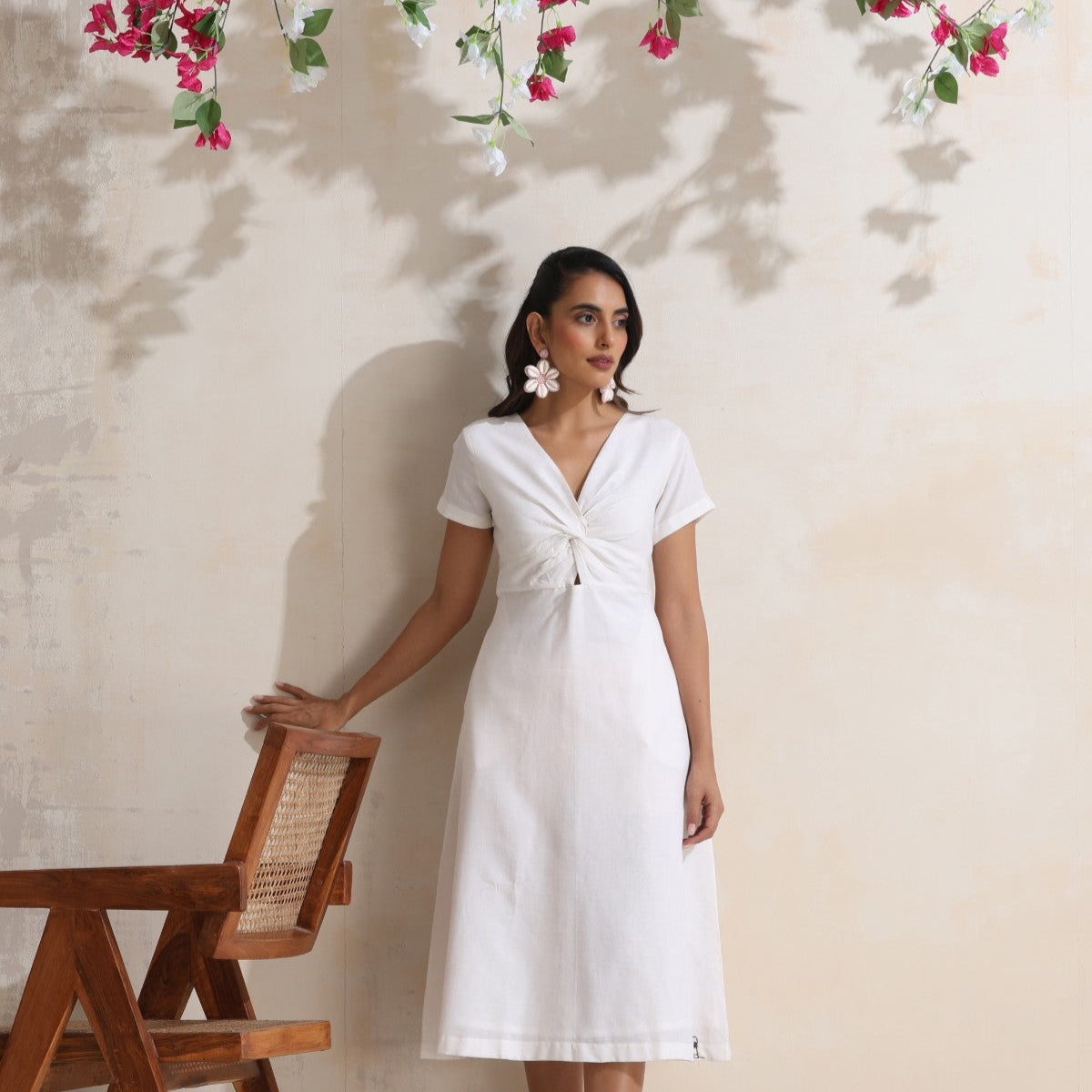 Seraphina - Front twisted white dress