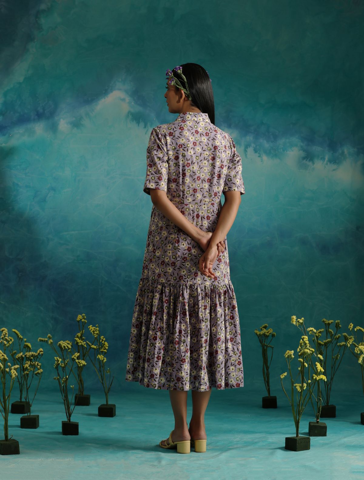 Lilac Paradise- Button down dress with pleats