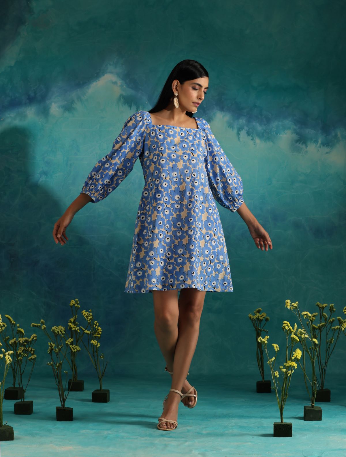 Blue clouds short dress
