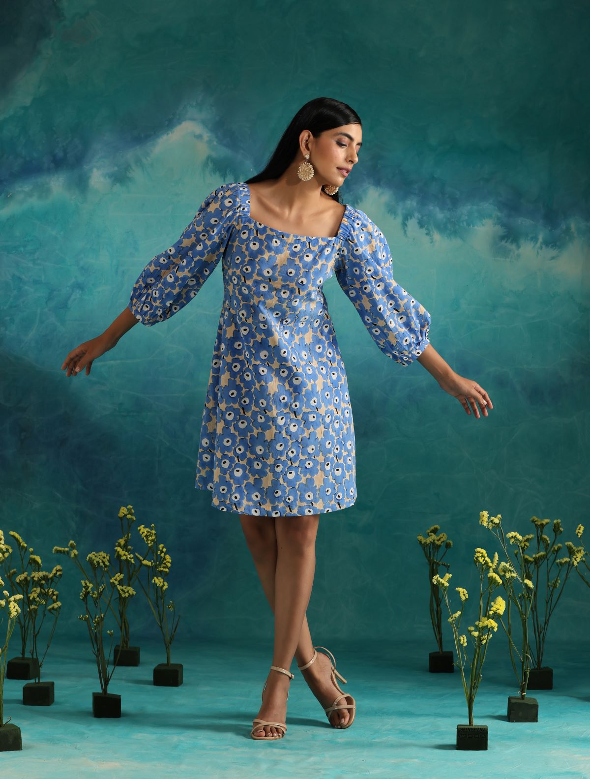 Blue clouds short dress