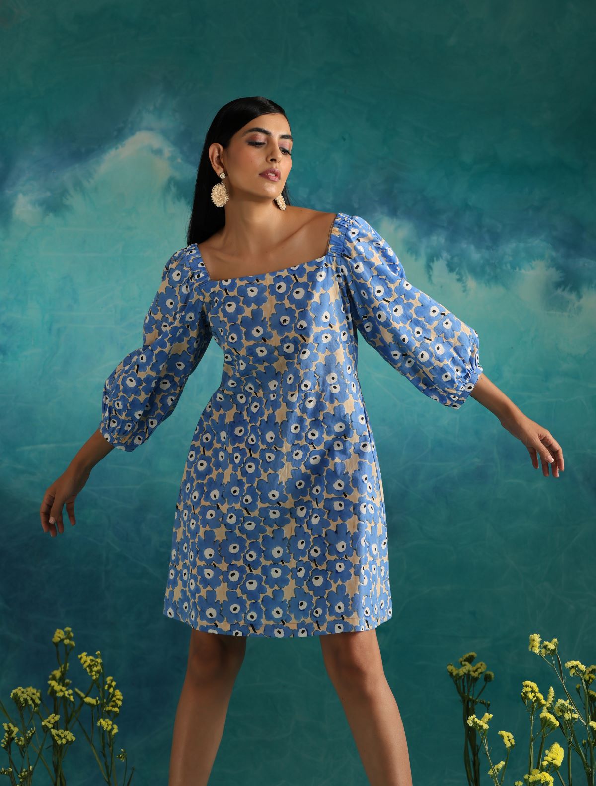Blue clouds short dress