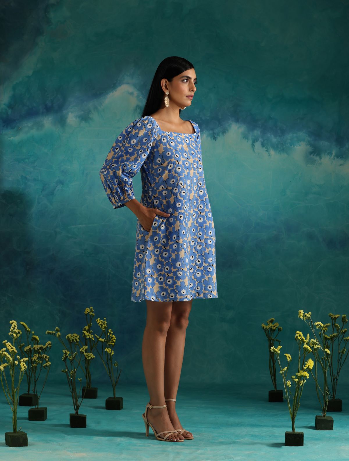 Blue clouds short dress