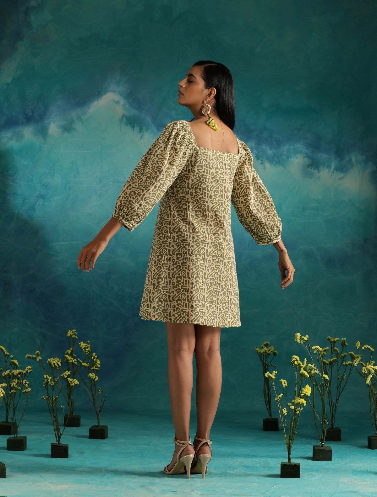 Olive maze short dress