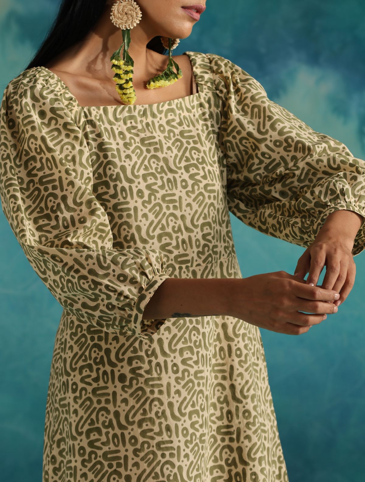 Olive maze short dress