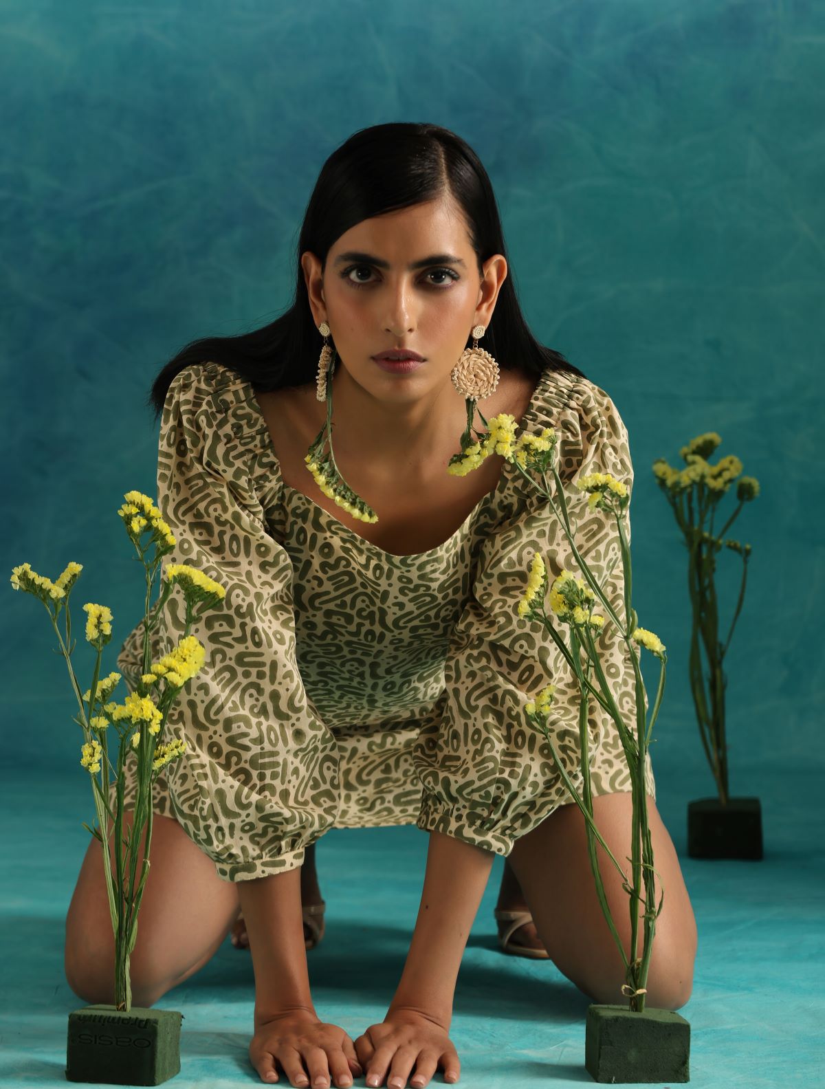 Olive maze short dress