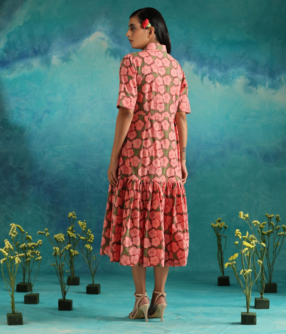 Strawberry Fields- Button down dress with pleats