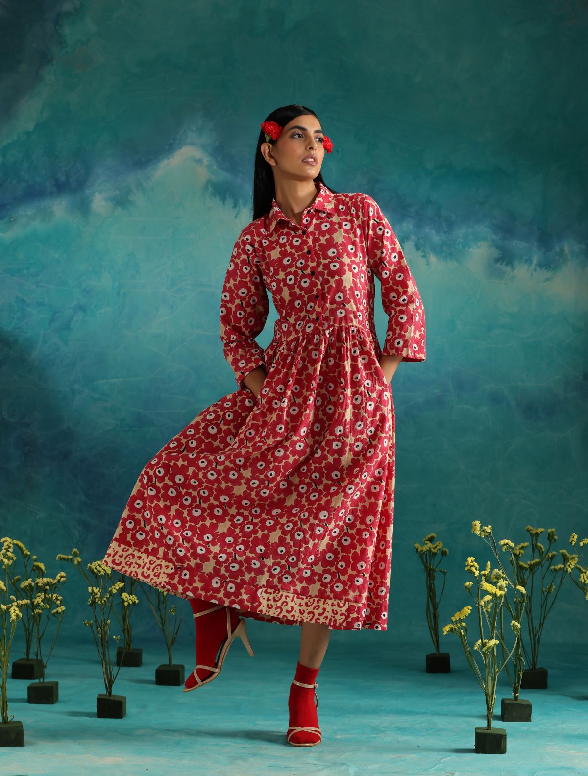 Pink clouds maxi dress