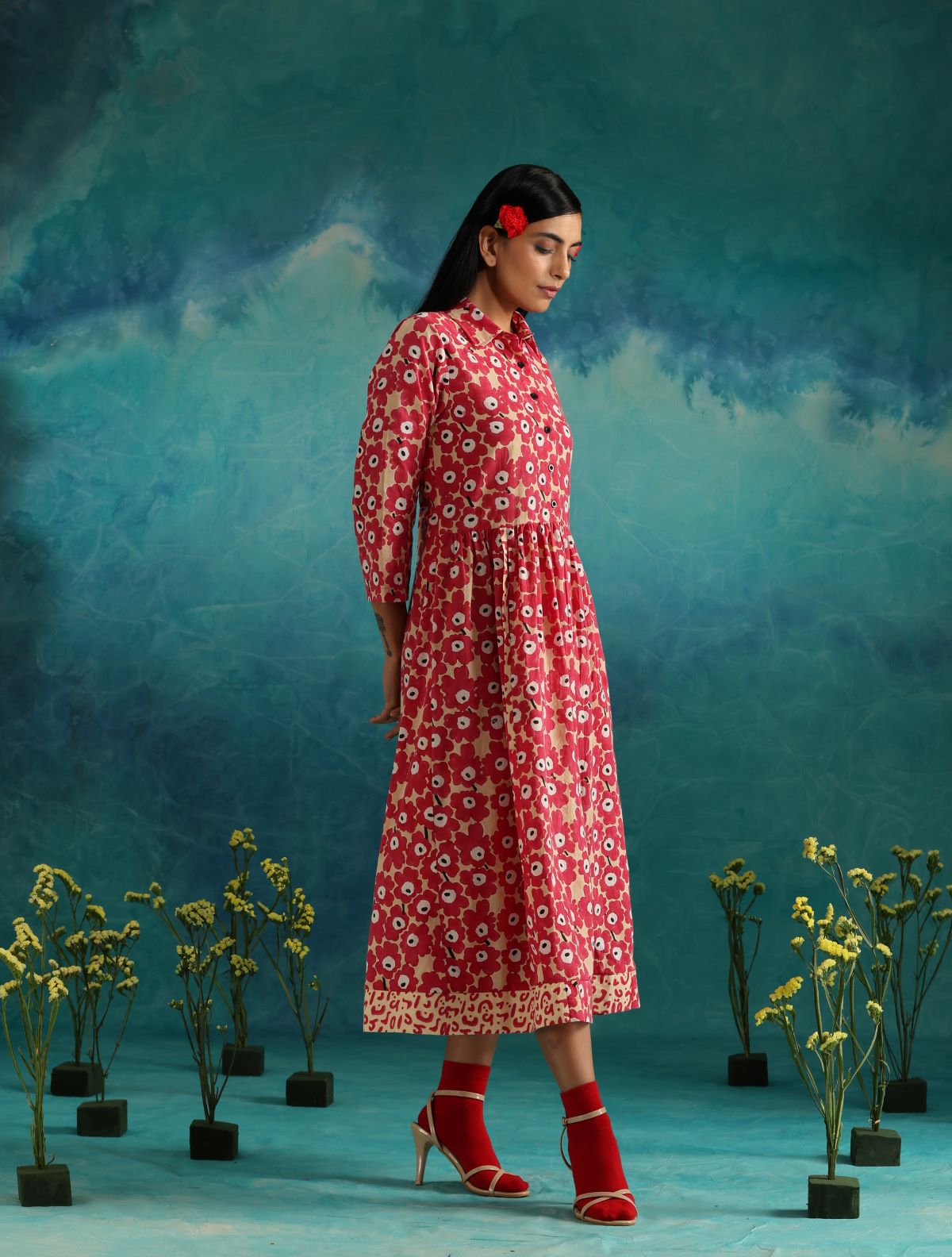 Pink clouds maxi dress