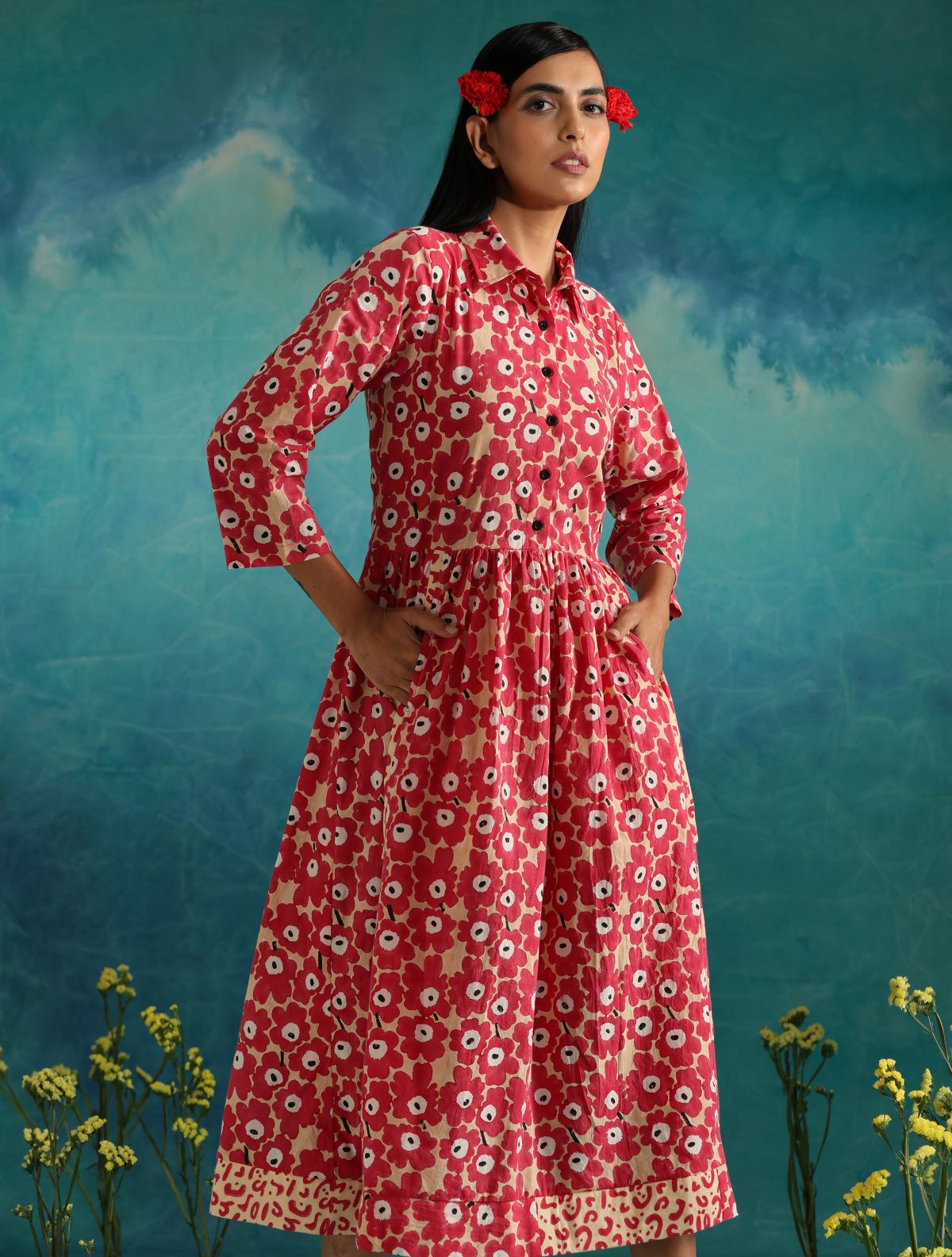 Pink clouds maxi dress