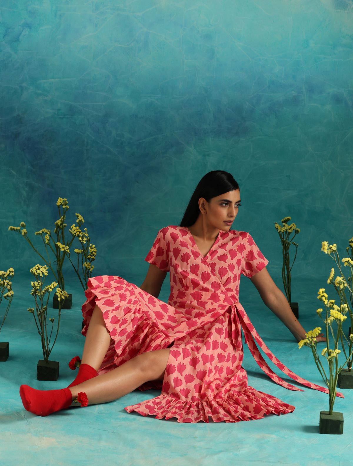 Pinky Promise - Wrap around dress with frills