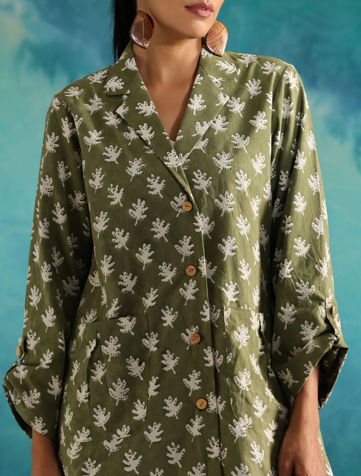 Olive leafy all season blazer and trouser set