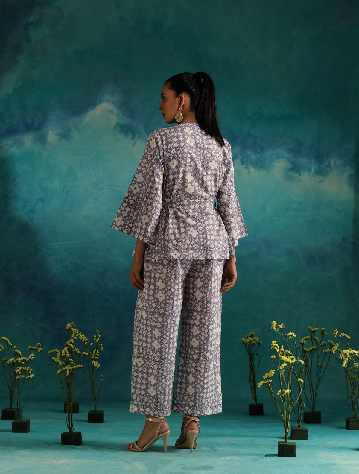Lavender Baubles- Wrap top and pant coord set